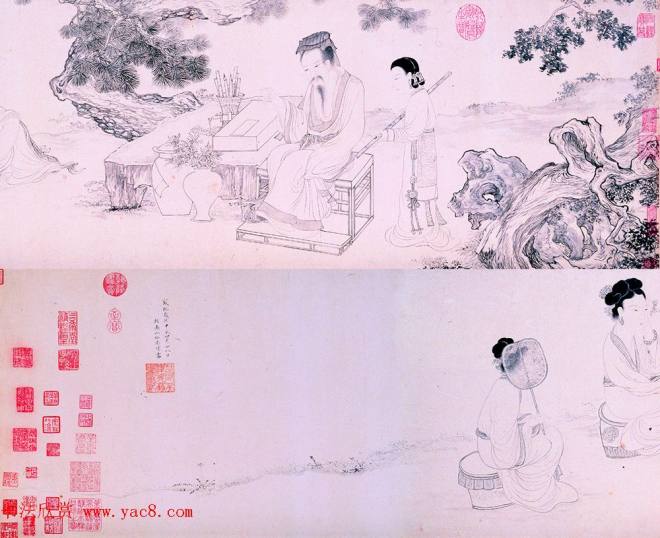 明代吴伟26岁画《铁笛图卷》吴湖帆题跋传世字画