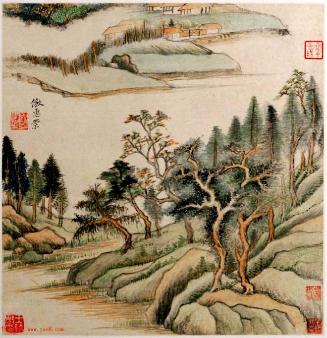 明代董其昌字画《仿古山水》册传世字画