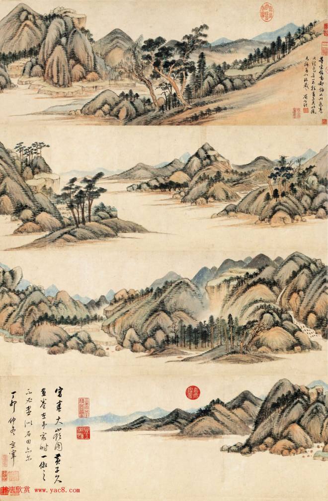 董其昌晚年书画精品《仿黄公望富春大岭图》传世字画