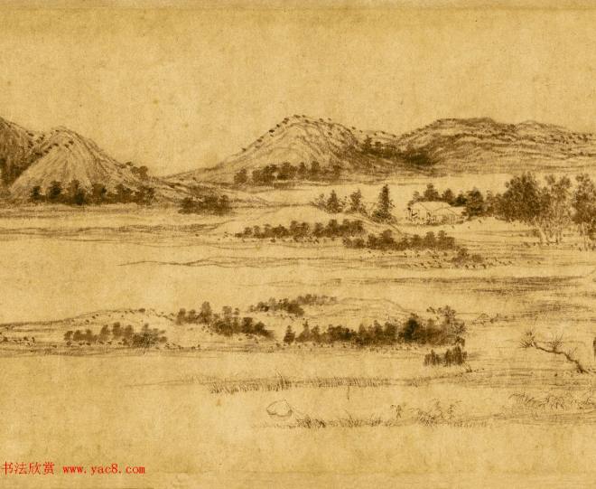 赵孟頫字画《水村图卷》大图传世字画