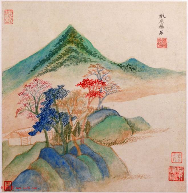 明代董其昌字画《仿古山水》册传世字画