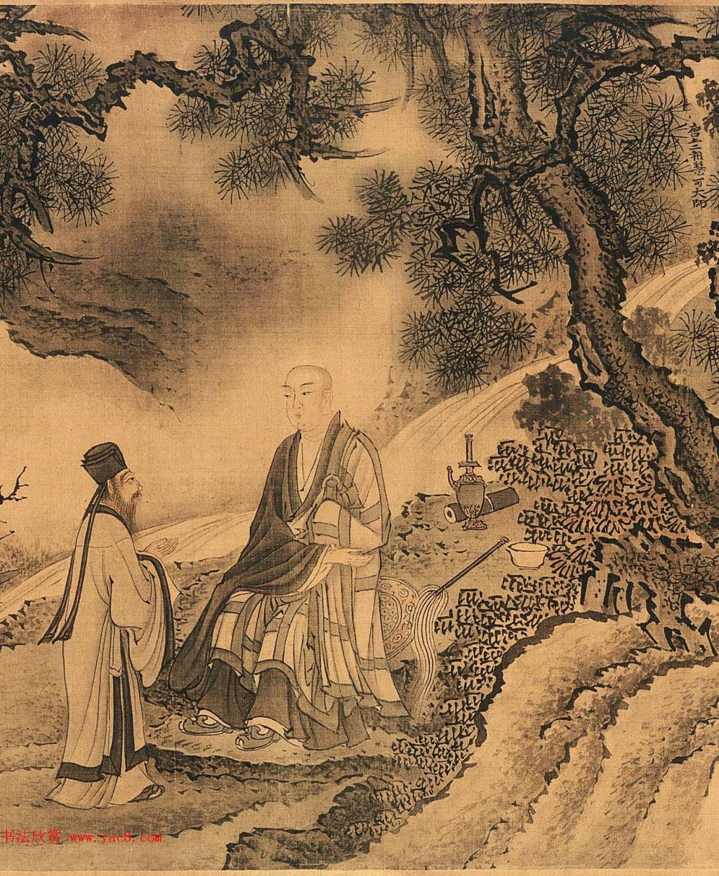 戴进工笔人物画《达摩六代祖师图》传世字画- 书法欣赏