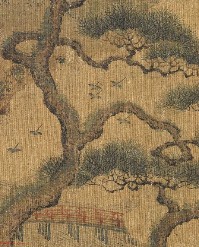 南宋赵伯骕山水画《万松金阙图》附书法题跋传世字画