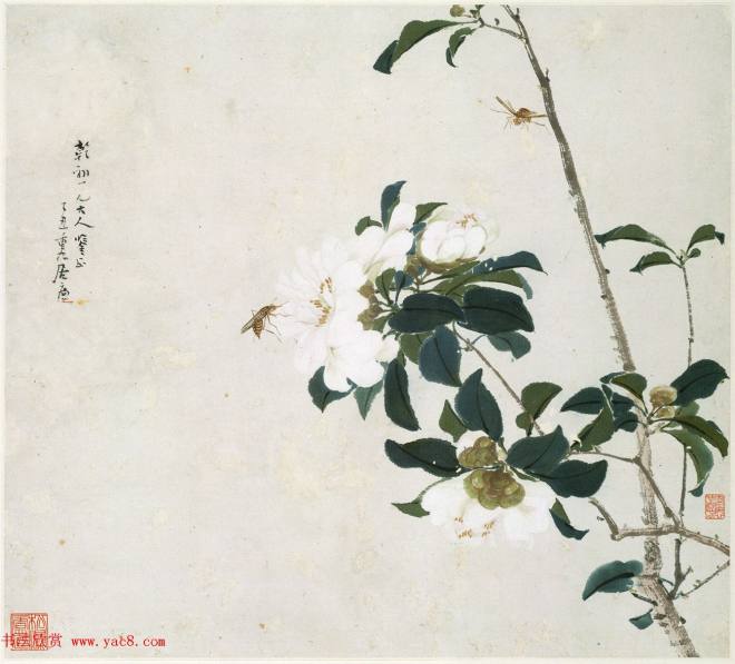 清代居廉花卉虫草册页八开传世字画