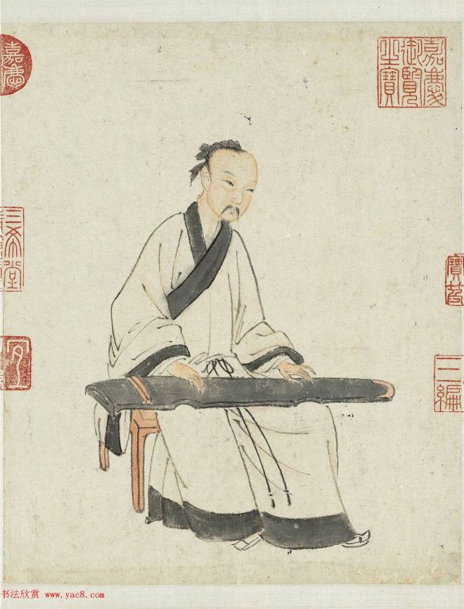 文征明隶书《琴士杨季静小像》传世字画