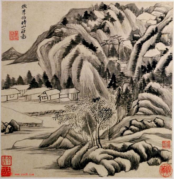 明代董其昌字画《仿古山水》册传世字画