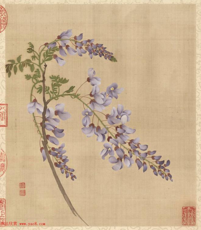 梁诗正书法《乾隆帝题邹一桂花卉》册传世字画