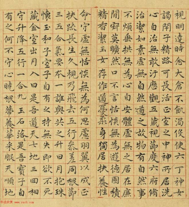 祝允明小楷临黄庭经明清书家