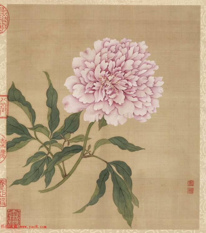 梁诗正书法《乾隆帝题邹一桂花卉》册传世字画