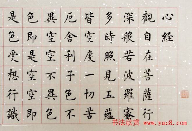 杨涵之楷书作品《心经》心经书法