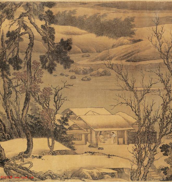 北宋高克明山水画《雪意图》附书法题跋传世字画