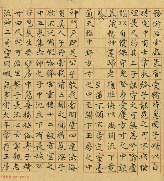 祝允明小楷临黄庭经明清书家