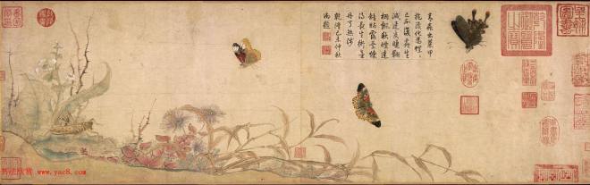 北宋宫廷画家赵昌绘画《写生蛱蝶图卷》传世字画