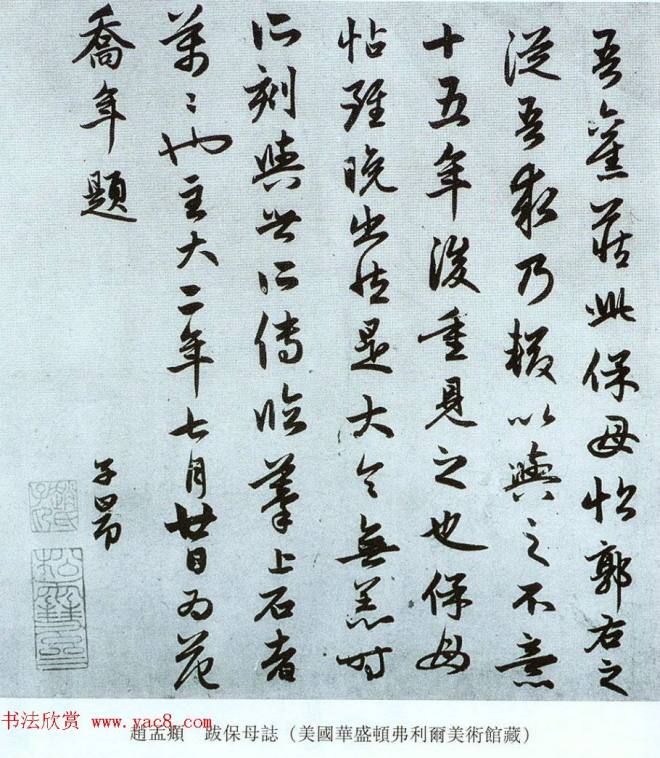赵孟頫书法题跋《保母砖志》两种颜柳欧赵