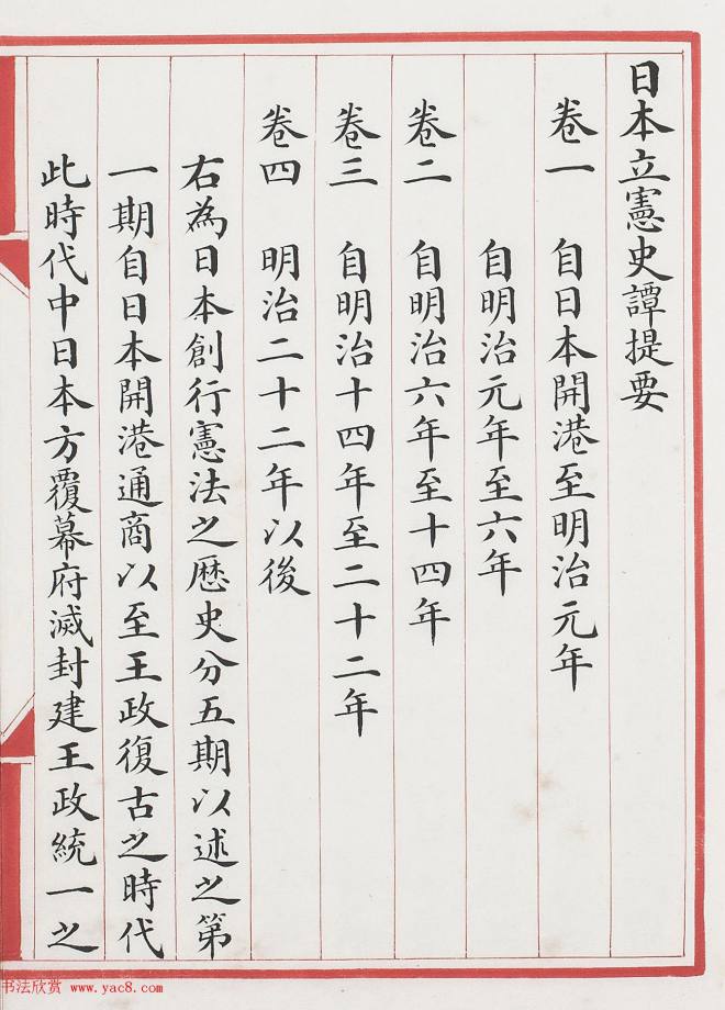 清代小楷钞本《政治丛书提要》书法图书