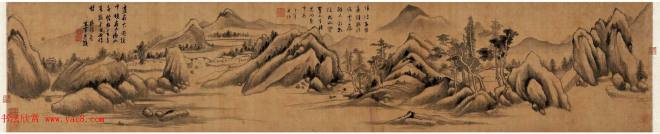 张瑞图书法题跋《买山别策》董思翁仿大痴山水卷传世字画