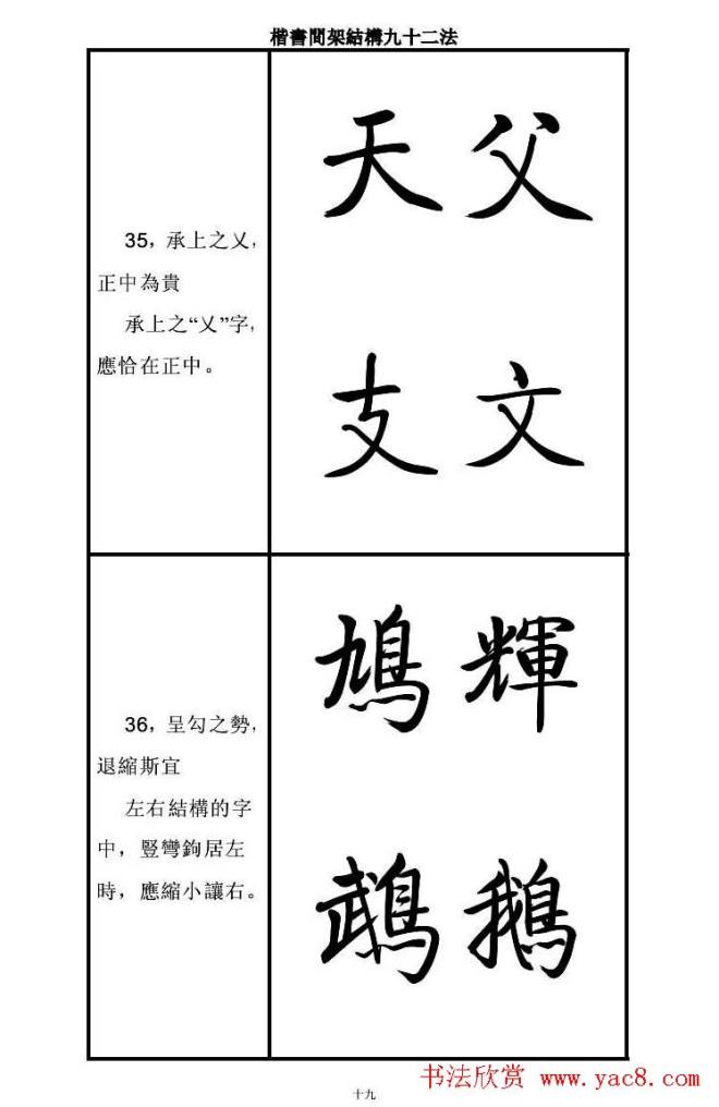 启功字帖楷书间架结构九十二法楷书字帖