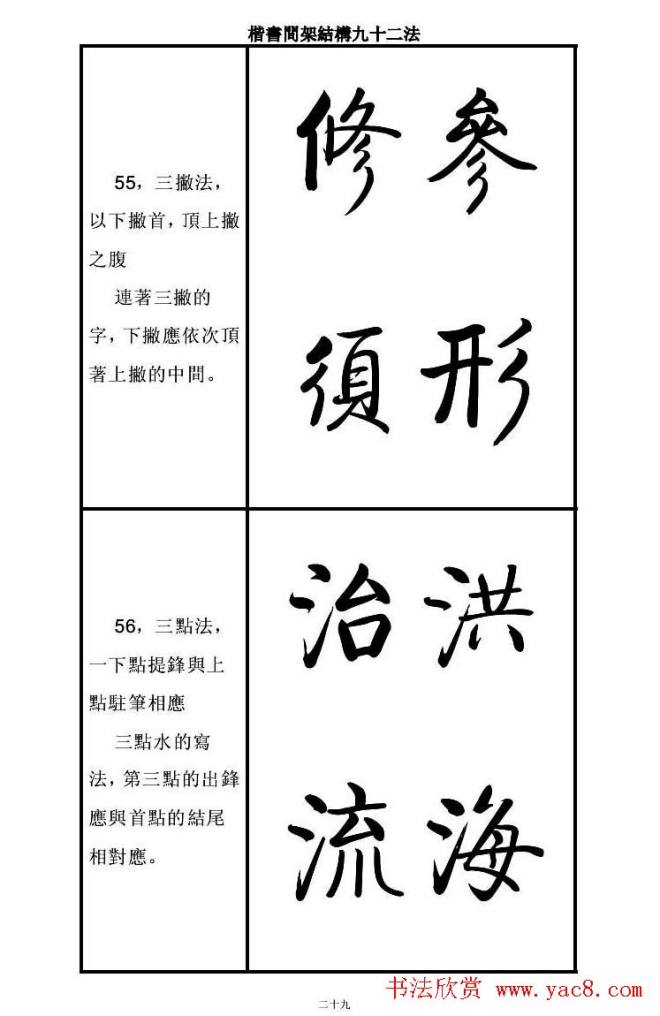 启功字帖楷书间架结构九十二法楷书字帖