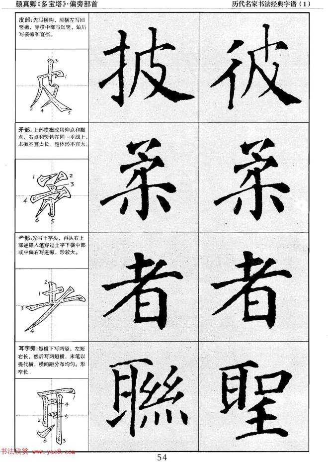 经典字帖：颜真卿多宝塔字谱楷书字帖