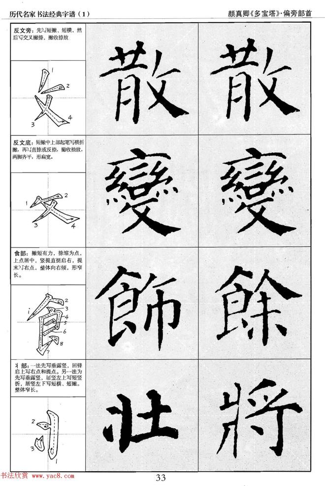 经典字帖：颜真卿多宝塔字谱楷书字帖