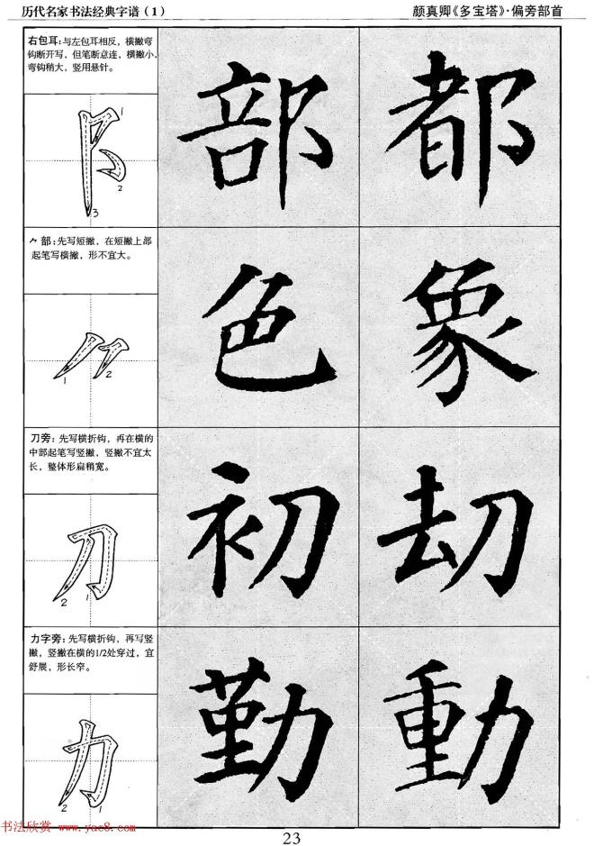 经典字帖：颜真卿多宝塔字谱楷书字帖