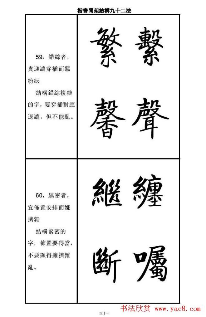 启功字帖楷书间架结构九十二法楷书字帖