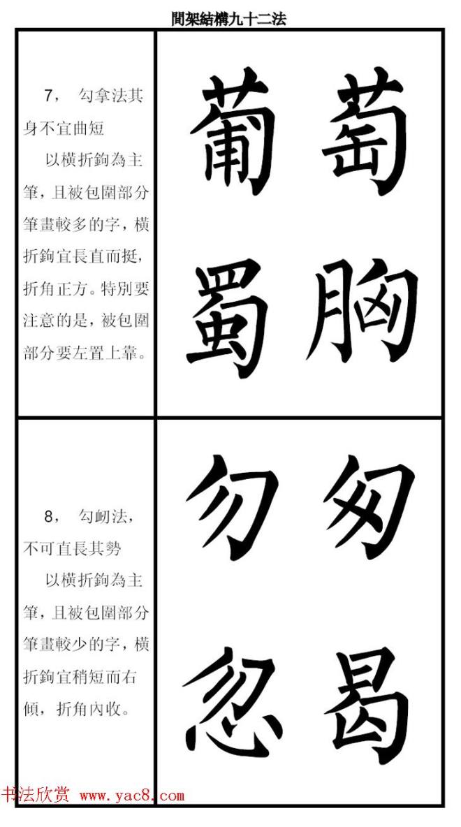 柳体字帖《柳公权楷书间架结构九十二法》楷书字帖