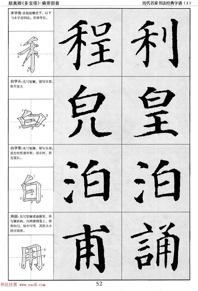 经典字帖：颜真卿多宝塔字谱楷书字帖