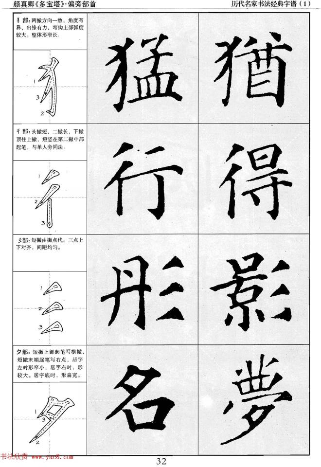 经典字帖：颜真卿多宝塔字谱楷书字帖