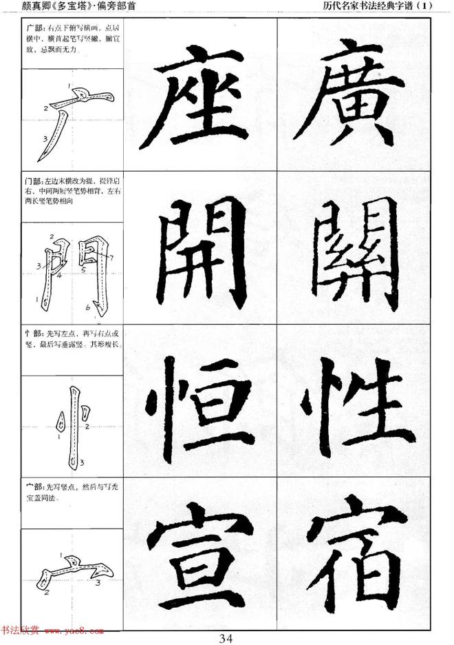 经典字帖：颜真卿多宝塔字谱楷书字帖