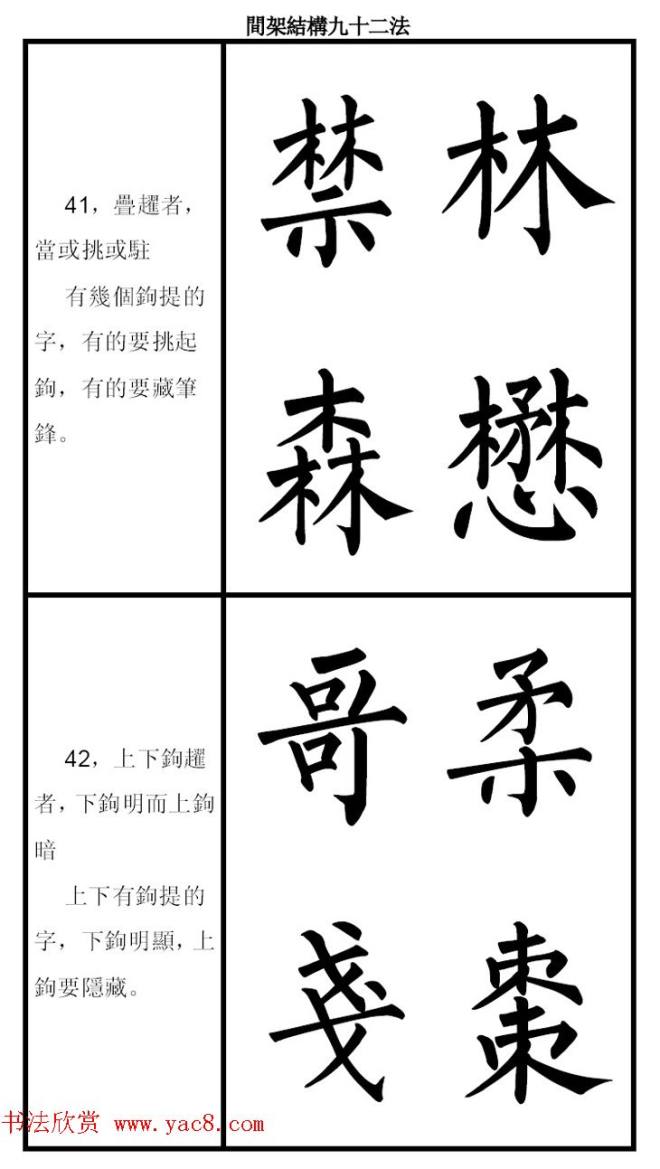 柳体字帖《柳公权楷书间架结构九十二法》楷书字帖