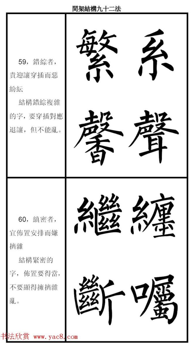 柳体字帖《柳公权楷书间架结构九十二法》楷书字帖