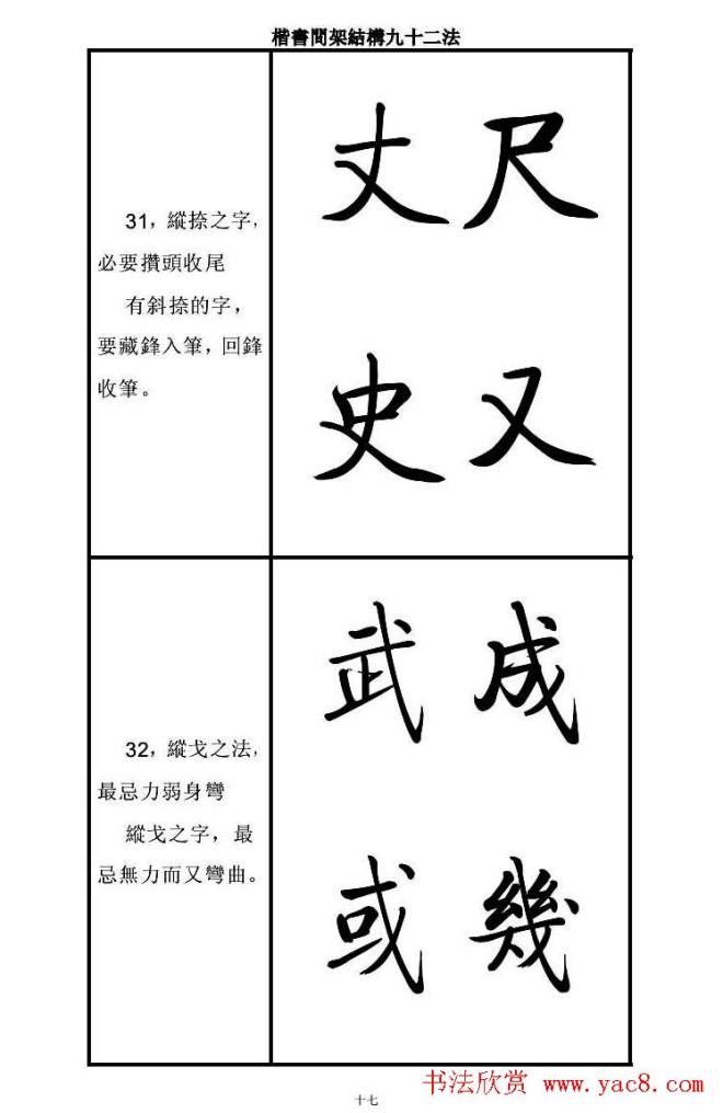 启功字帖楷书间架结构九十二法楷书字帖