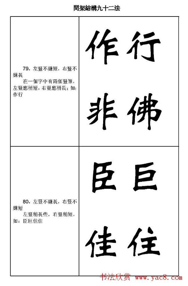 魏楷字帖《魏碑间架结构九十二法》楷书字帖