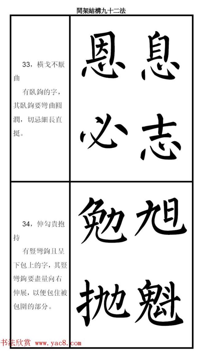 柳体字帖《柳公权楷书间架结构九十二法》楷书字帖