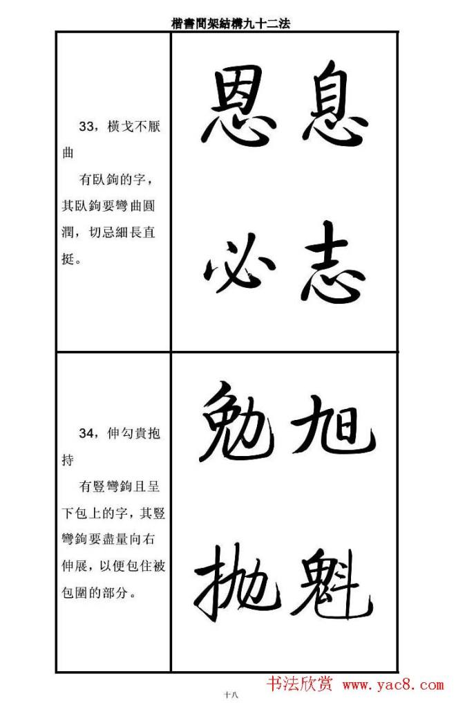 启功字帖楷书间架结构九十二法楷书字帖