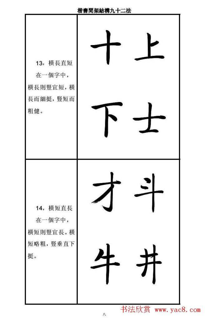 启功字帖楷书间架结构九十二法楷书字帖