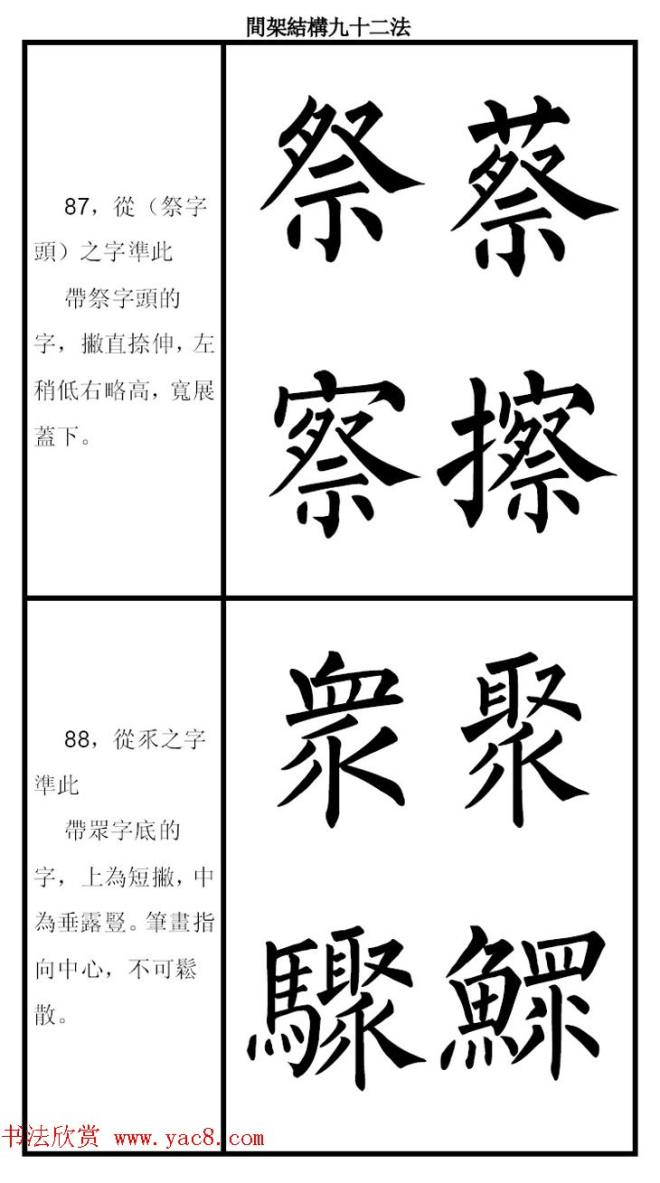 柳体字帖《柳公权楷书间架结构九十二法》楷书字帖