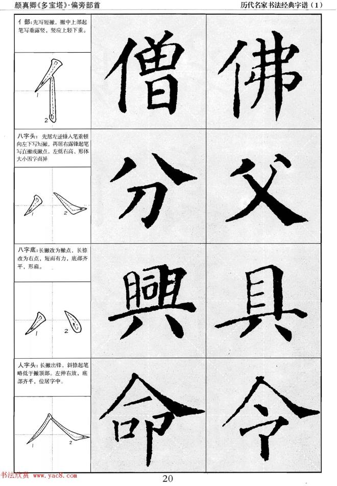 经典字帖：颜真卿多宝塔字谱楷书字帖