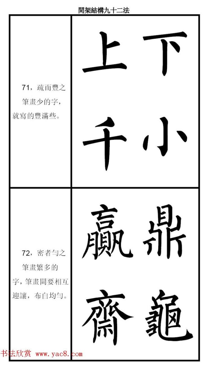 柳体字帖《柳公权楷书间架结构九十二法》楷书字帖