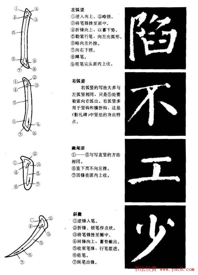 颜勤礼碑的笔画写法及部首组合法楷书字帖