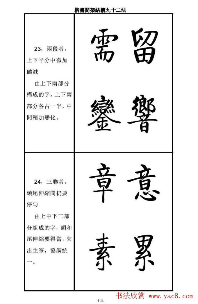 启功字帖楷书间架结构九十二法楷书字帖