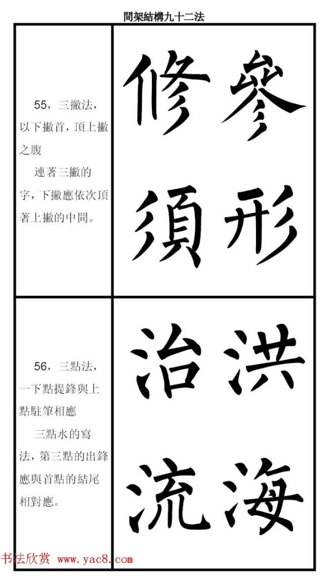 柳体字帖《柳公权楷书间架结构九十二法》楷书字帖