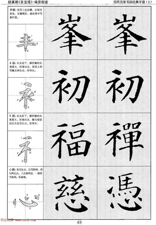 经典字帖：颜真卿多宝塔字谱楷书字帖