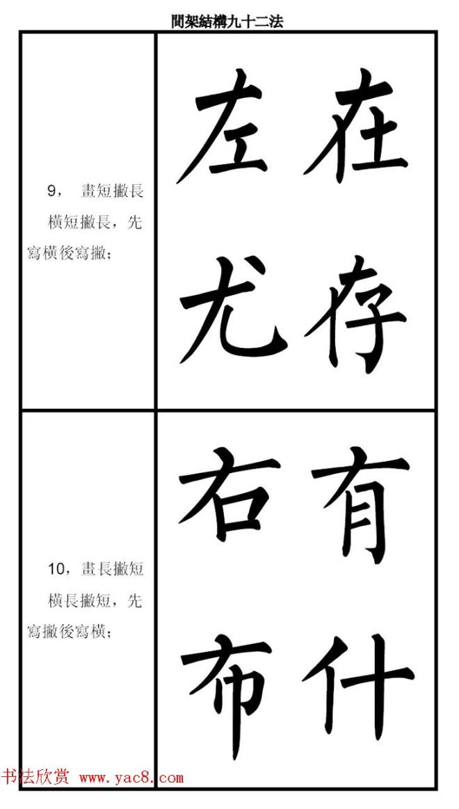 柳体字帖《柳公权楷书间架结构九十二法》楷书字帖