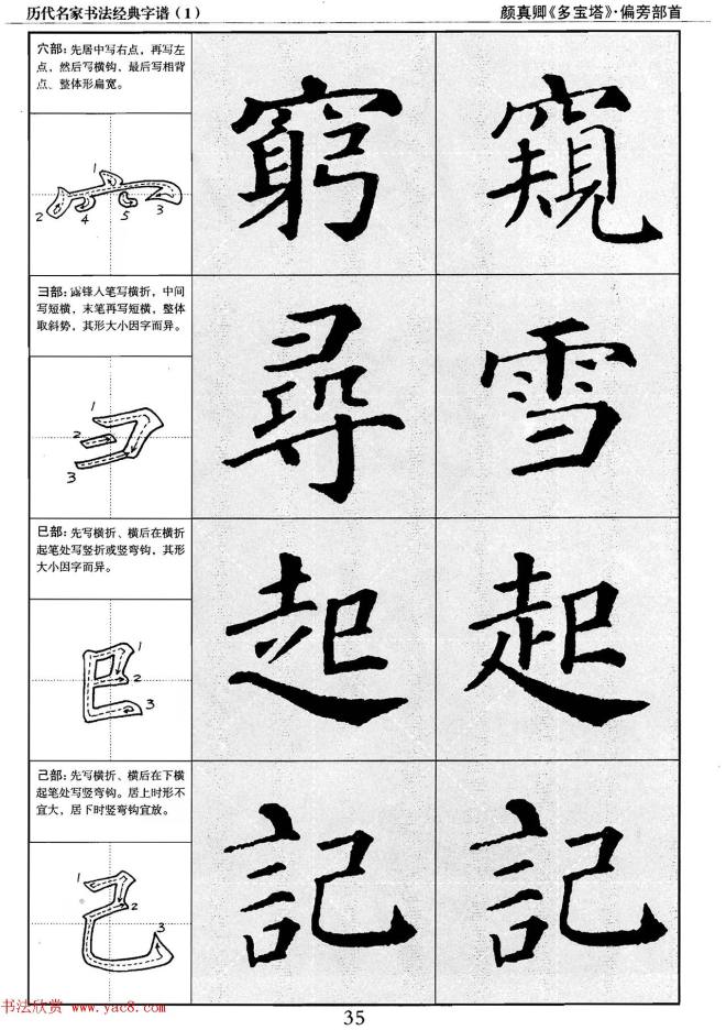 经典字帖：颜真卿多宝塔字谱楷书字帖