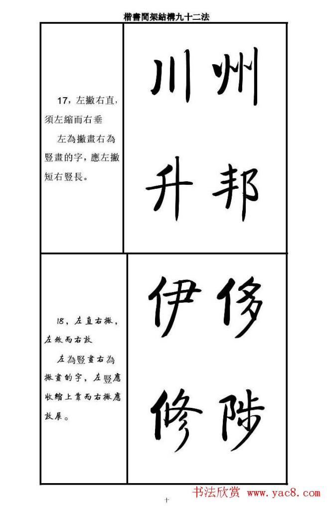 启功字帖楷书间架结构九十二法楷书字帖