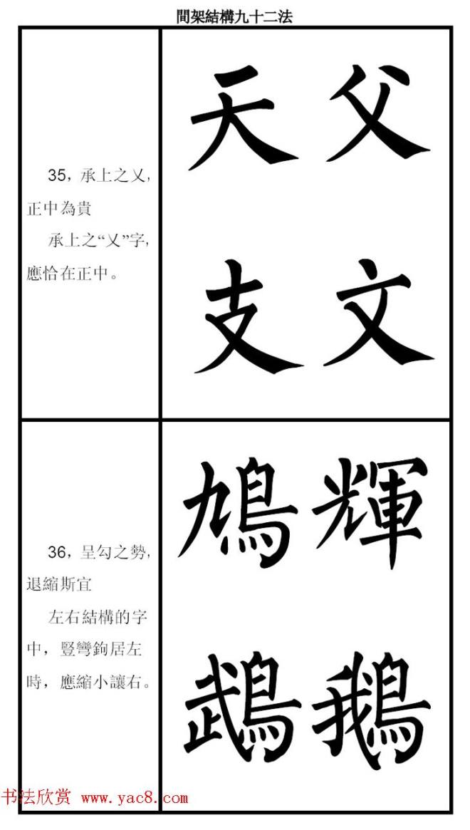 柳体字帖《柳公权楷书间架结构九十二法》楷书字帖