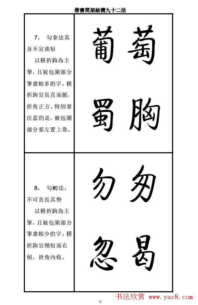 启功字帖楷书间架结构九十二法楷书字帖