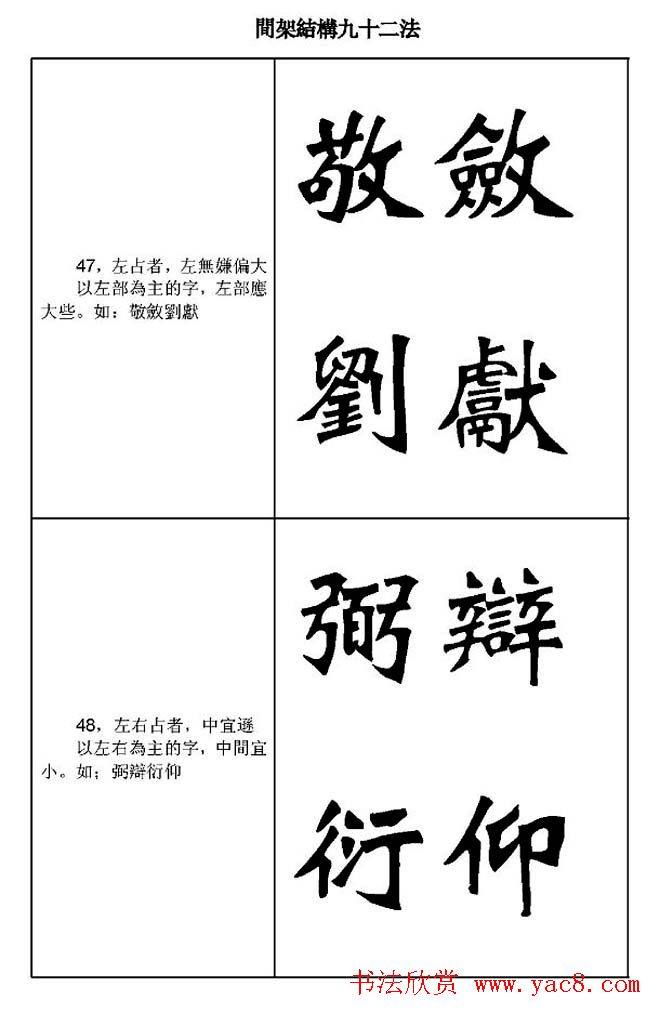 魏楷字帖《魏碑间架结构九十二法》楷书字帖